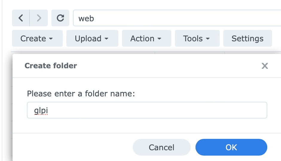 GLPI 10 on Synology DSM7 create folder